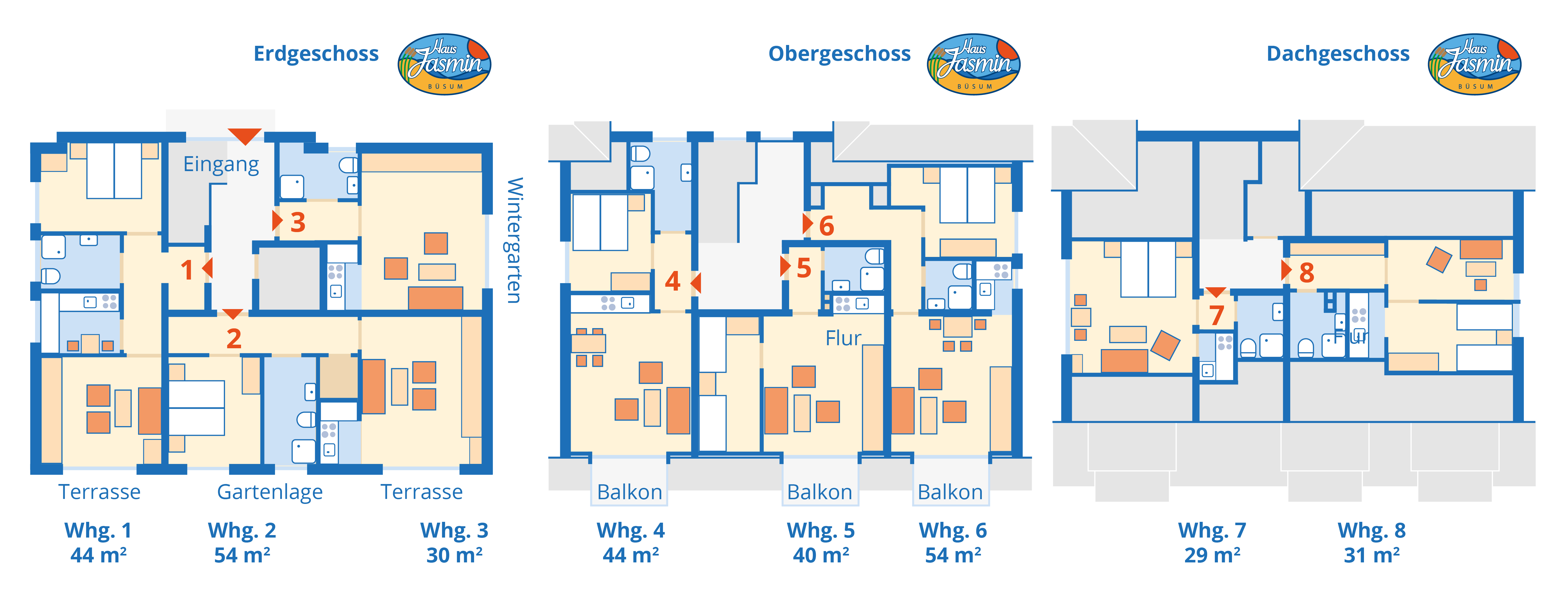 Grundrisse Haus Jasmin Büsum